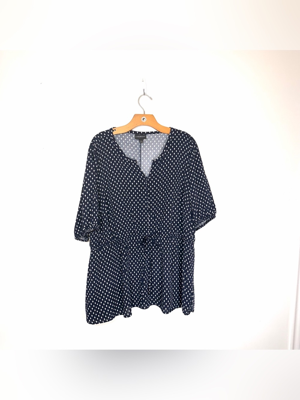 Lane Bryant Navy and White Polka Dot Tunic Blouse plus size 22